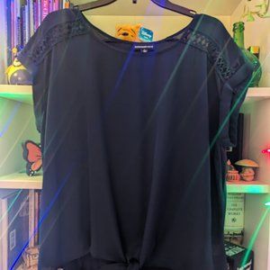 Navy Pullover with Front Tie